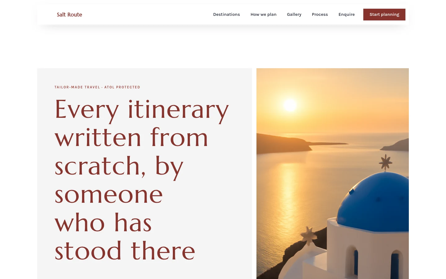 The Salt Route website, as a visitor sees it