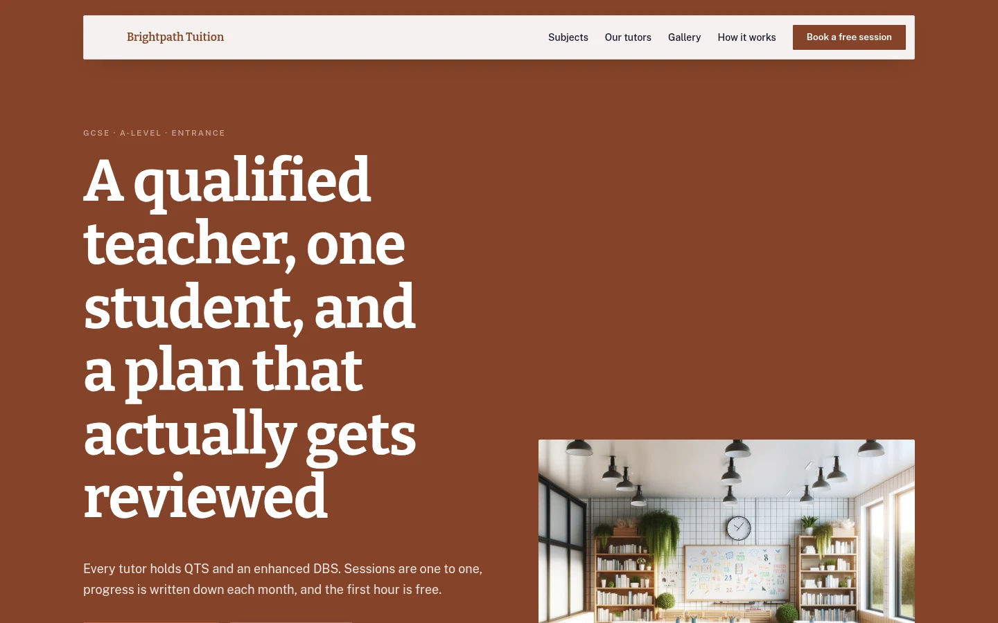 The Brightpath Tuition website, as a visitor sees it