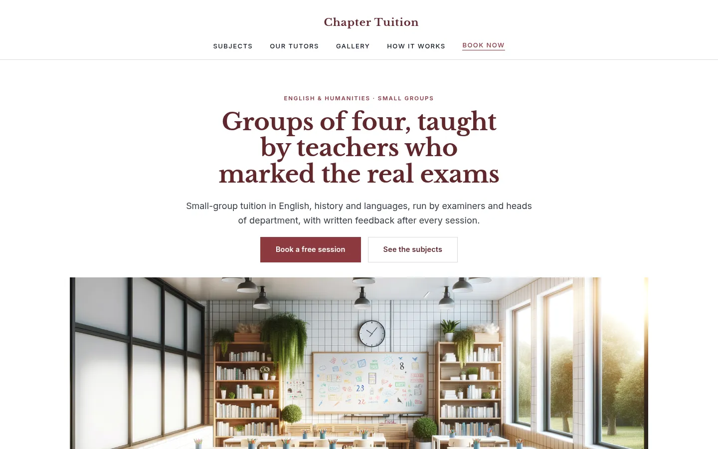The Chapter Tuition website, as a visitor sees it