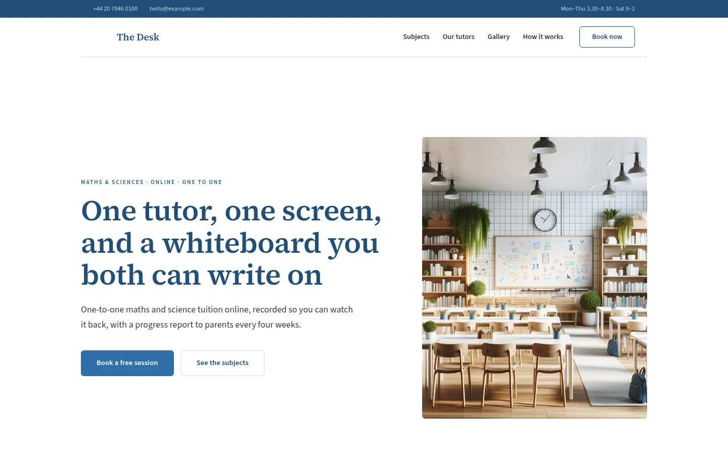 The The Desk website, as a visitor sees it