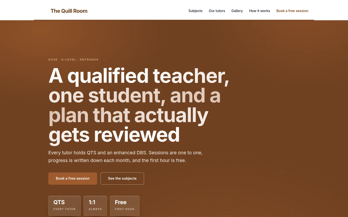 The The Quill Room website, as a visitor sees it
